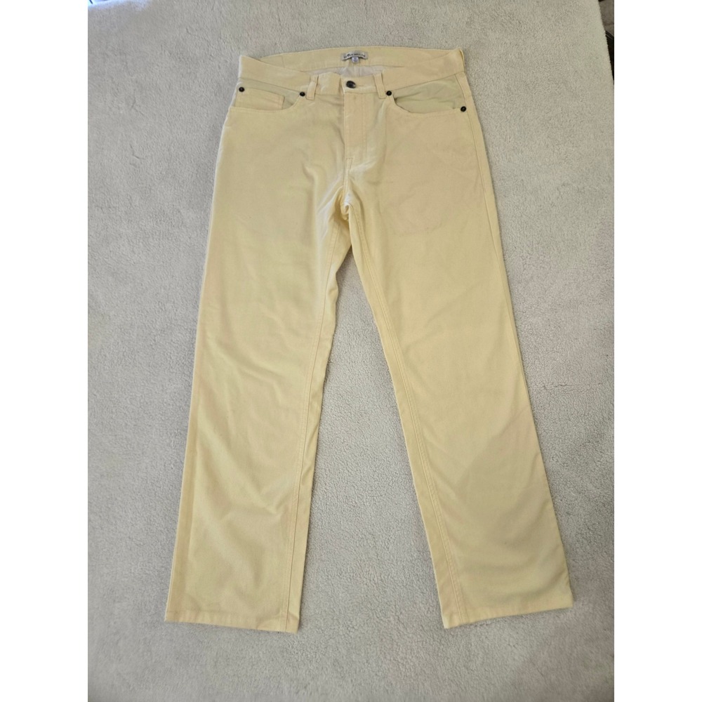 Peter Millar Mens 32 Pale Yellow Pima Cotton Stretch 5 Pocket Pants Straight Leg